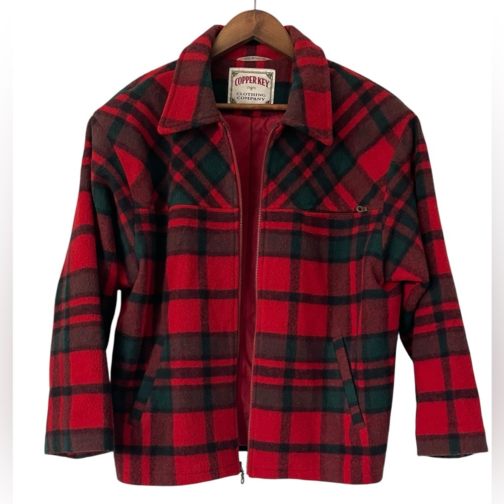 Copper Key Red and‎ Green Plaid wool cabin core lumberjack  barn jacket size M